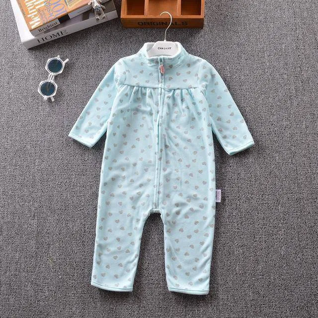 Newborn Baby Unisex Jumpsuit Pajamas Collar Fleece Clothes