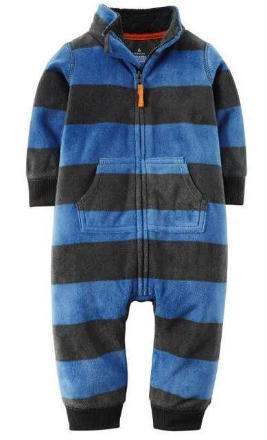Newborn Baby Unisex Jumpsuit Pajamas Collar Fleece Clothes