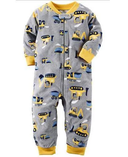 Newborn Baby Unisex Jumpsuit Pajamas Collar Fleece Clothes