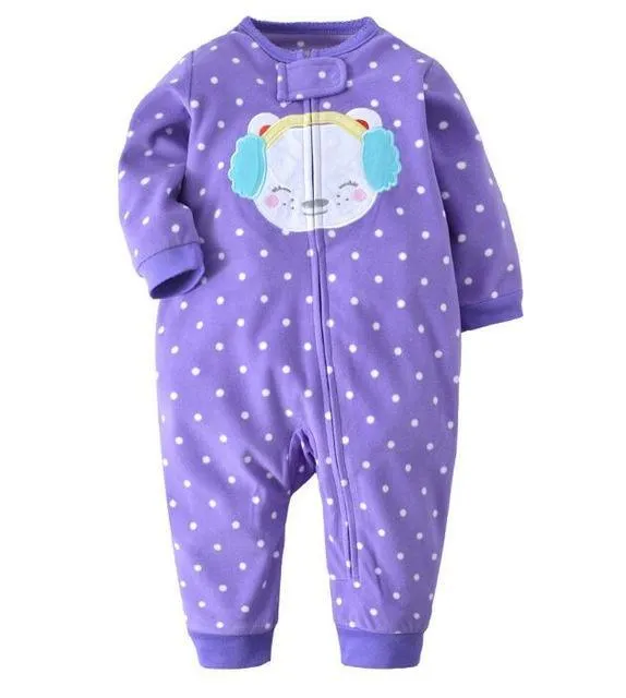 Newborn Baby Unisex Jumpsuit Pajamas Collar Fleece Clothes