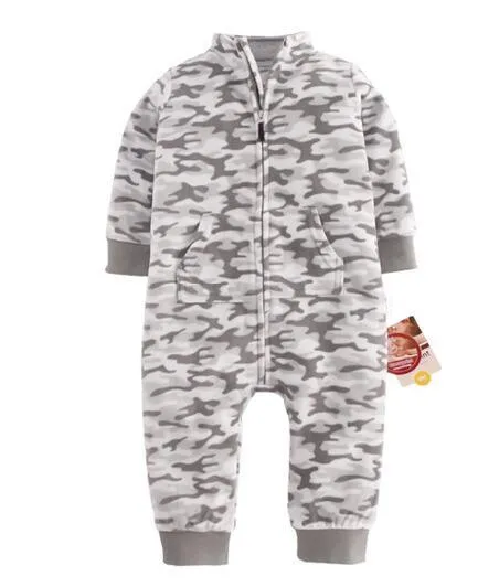 Newborn Baby Unisex Jumpsuit Pajamas Collar Fleece Clothes