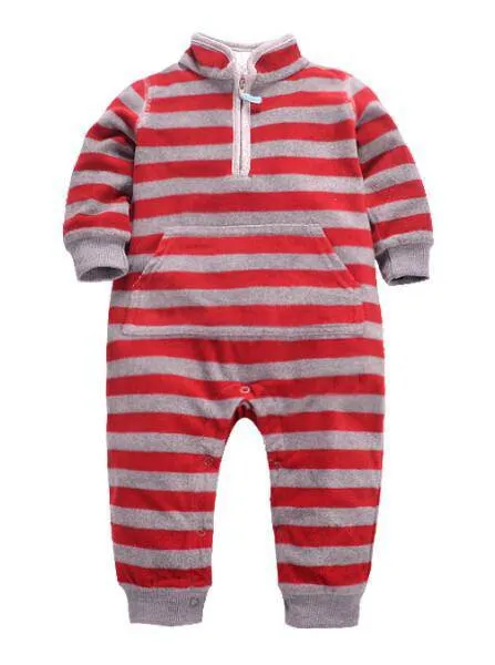 Newborn Baby Unisex Jumpsuit Pajamas Collar Fleece Clothes