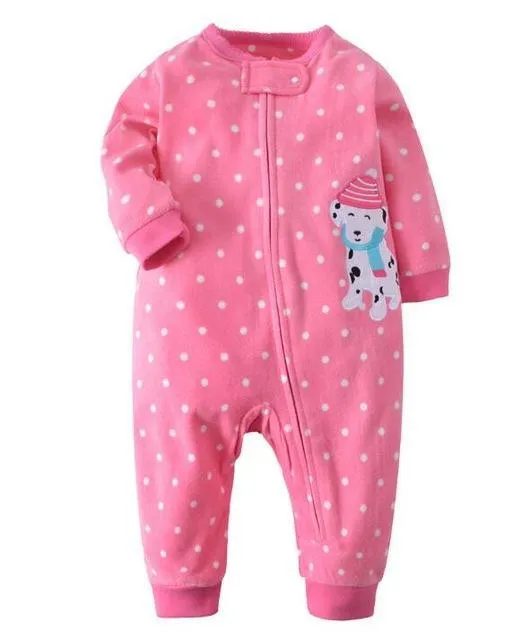 Newborn Baby Unisex Jumpsuit Pajamas Collar Fleece Clothes