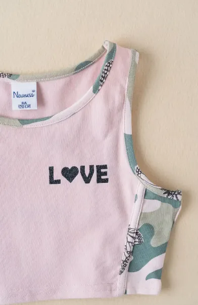 Newness Kids - Crop tank & Shorts set with Camouflage and Butterfly Print.