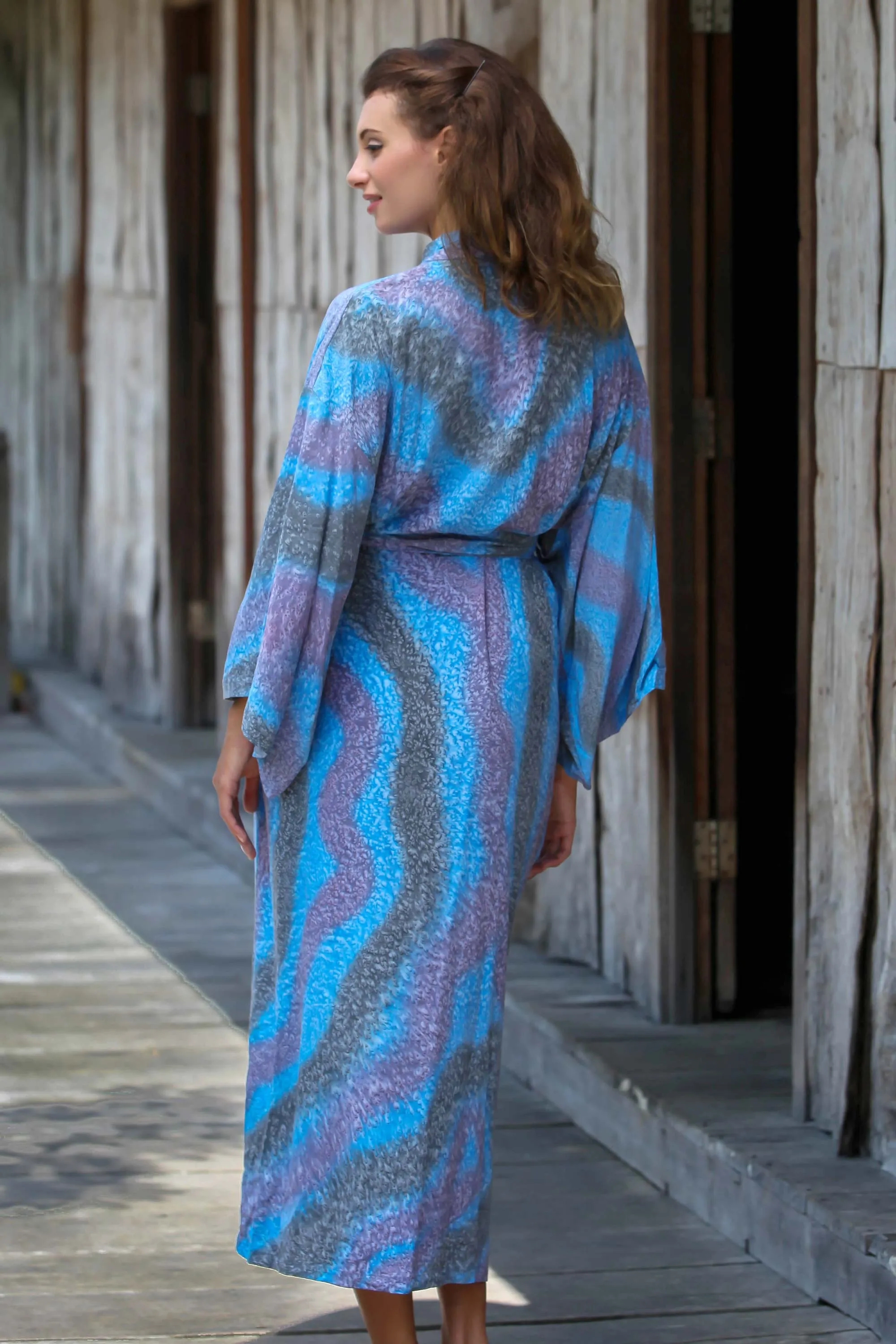 Ocean Reef Women's Blue 100% Rayon Robe from Indonesia