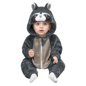 OLAOLA Baby's Raccoon Animal Onesie Plush Soft Flannel Warm Home Pajamas One-Piece Sleepwear