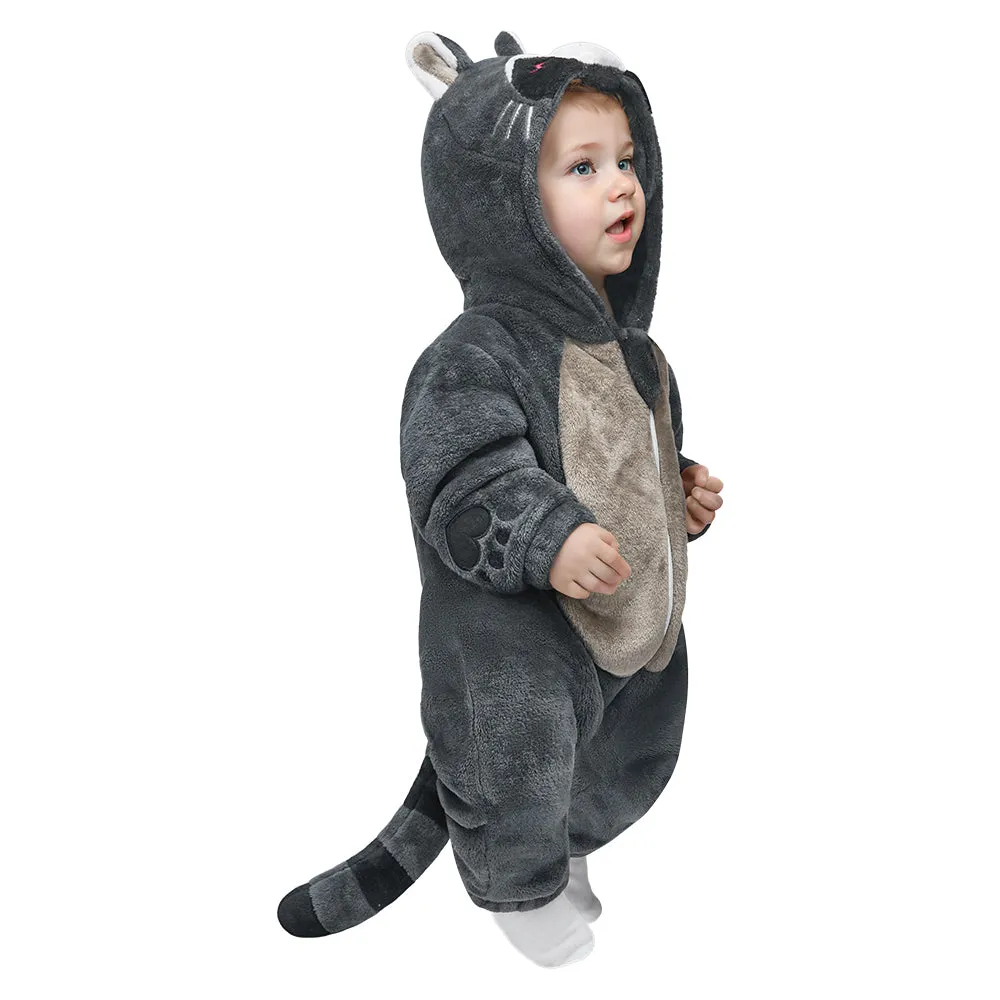 OLAOLA Baby's Raccoon Animal Onesie Plush Soft Flannel Warm Home Pajamas One-Piece Sleepwear