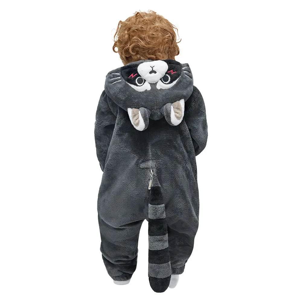 OLAOLA Baby's Raccoon Animal Onesie Plush Soft Flannel Warm Home Pajamas One-Piece Sleepwear