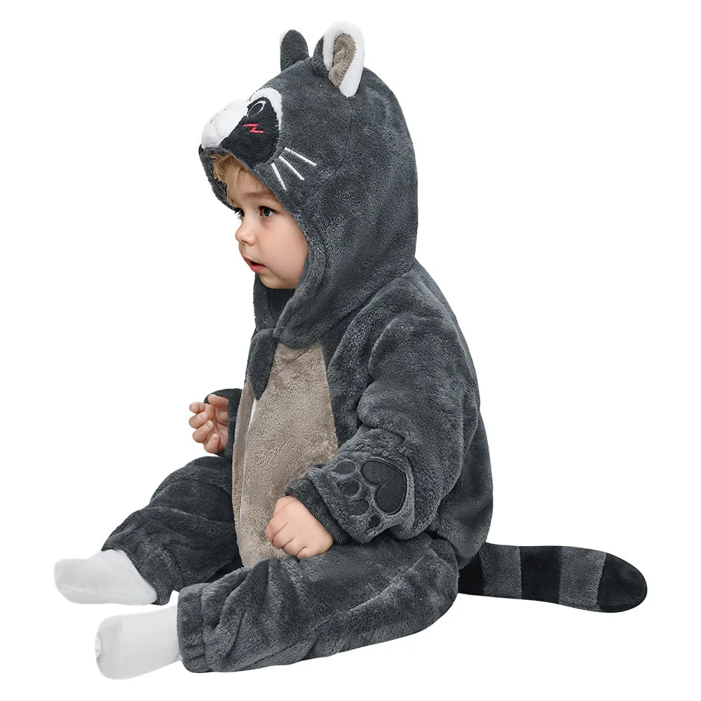 OLAOLA Baby's Raccoon Animal Onesie Plush Soft Flannel Warm Home Pajamas One-Piece Sleepwear