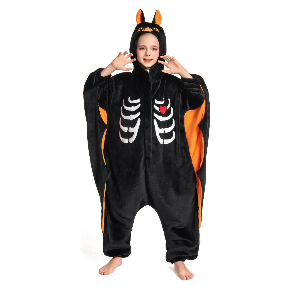 OLAOLA Kids Bat Animal Onesie Halloween Plush Soft Flannel Warm Home Pajamas One-Piece Sleepwear