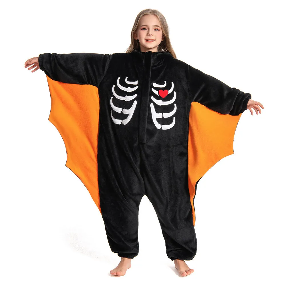 OLAOLA Kids Bat Animal Onesie Halloween Plush Soft Flannel Warm Home Pajamas One-Piece Sleepwear