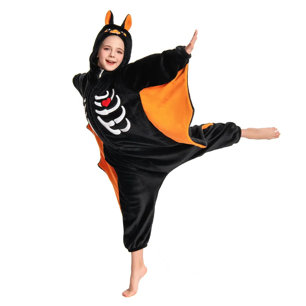 OLAOLA Kids Bat Animal Onesie Halloween Plush Soft Flannel Warm Home Pajamas One-Piece Sleepwear