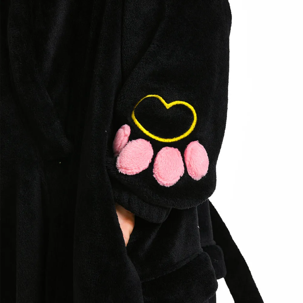 OLAOLA Kids Black Cat Animal Onesie Plush Soft Flannel Warm Home Pajamas One-Piece Sleepwear