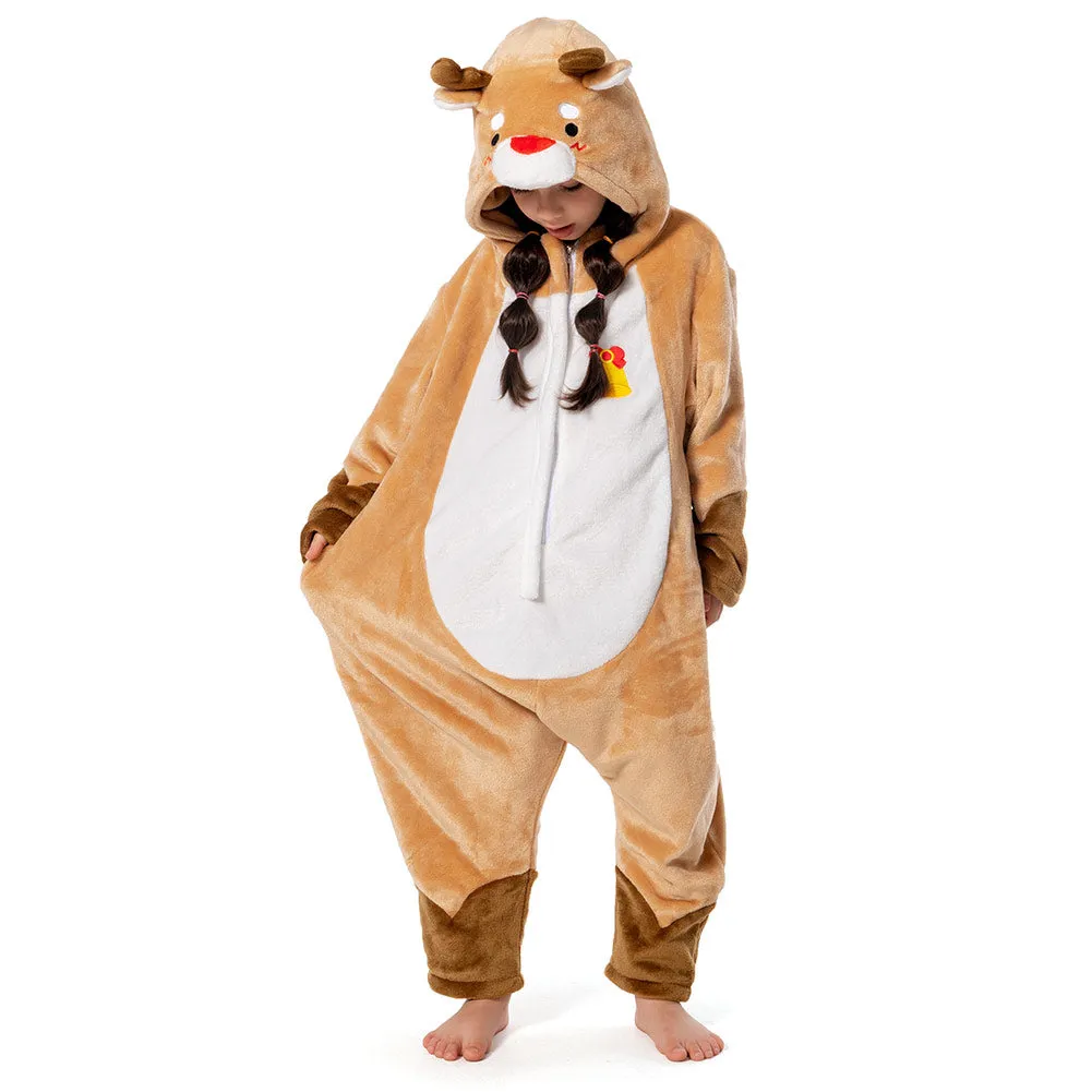 OLAOLA Kids Deer Animal Onesie Plush Soft Flannel Warm Home Pajamas One-Piece Sleepwear