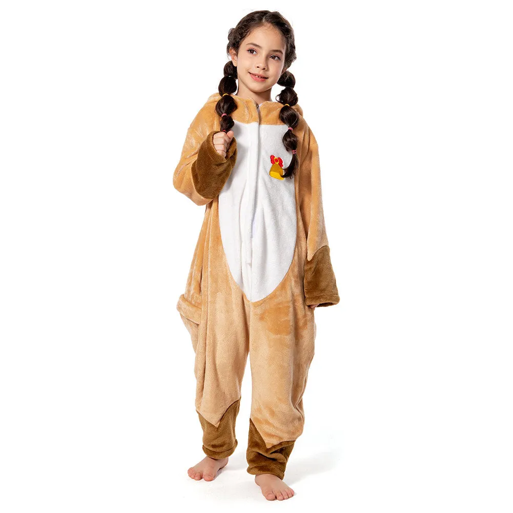 OLAOLA Kids Deer Animal Onesie Plush Soft Flannel Warm Home Pajamas One-Piece Sleepwear