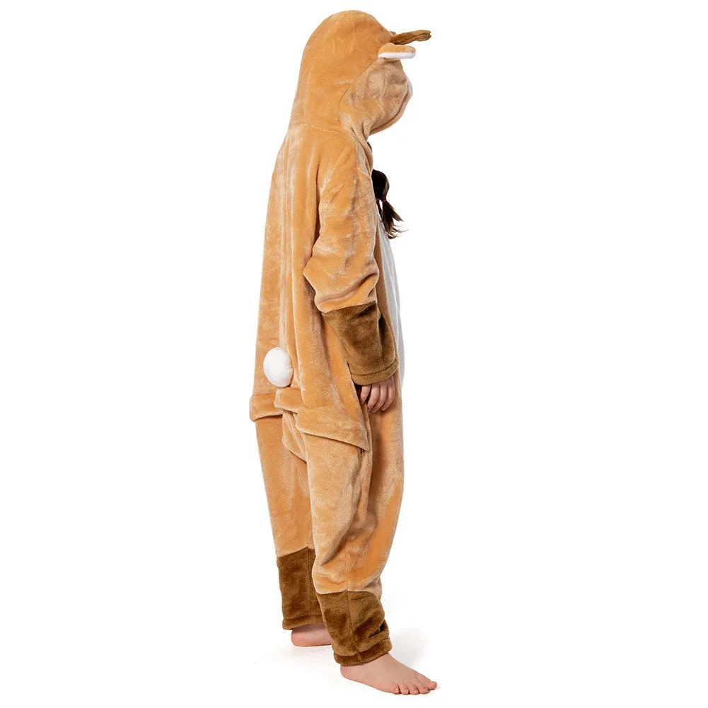 OLAOLA Kids Deer Animal Onesie Plush Soft Flannel Warm Home Pajamas One-Piece Sleepwear