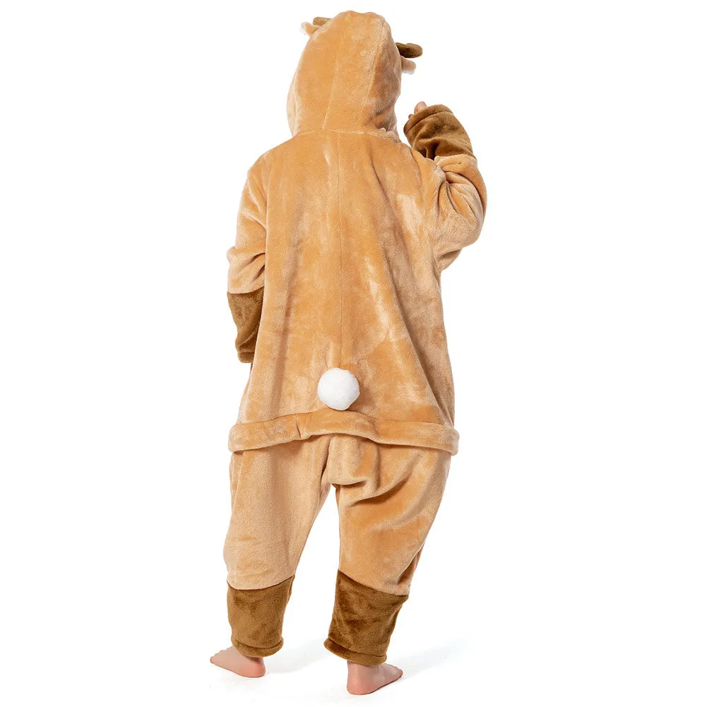 OLAOLA Kids Deer Animal Onesie Plush Soft Flannel Warm Home Pajamas One-Piece Sleepwear