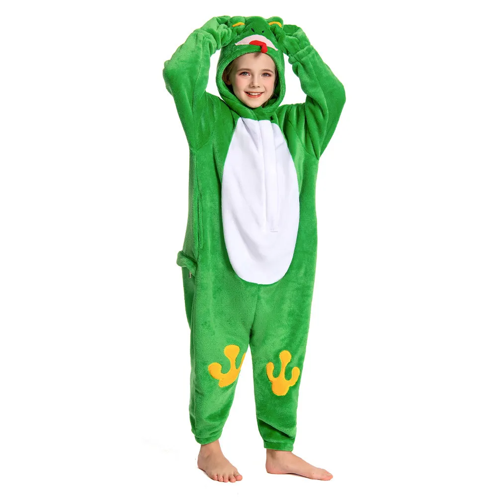OLAOLA Kids Frog Animal Onesie Plush Soft Flannel Warm Home Pajamas One-Piece Sleepwear