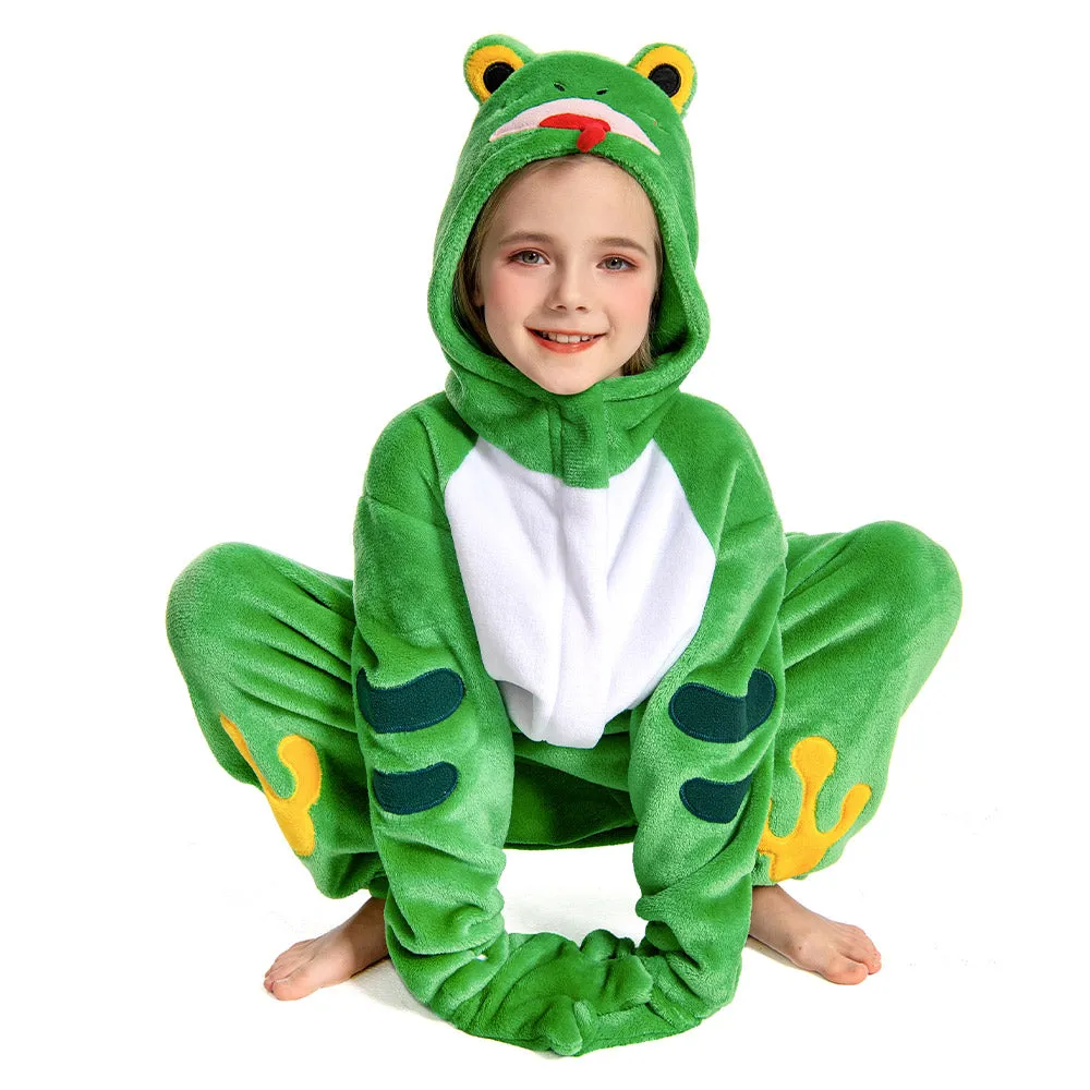 OLAOLA Kids Frog Animal Onesie Plush Soft Flannel Warm Home Pajamas One-Piece Sleepwear