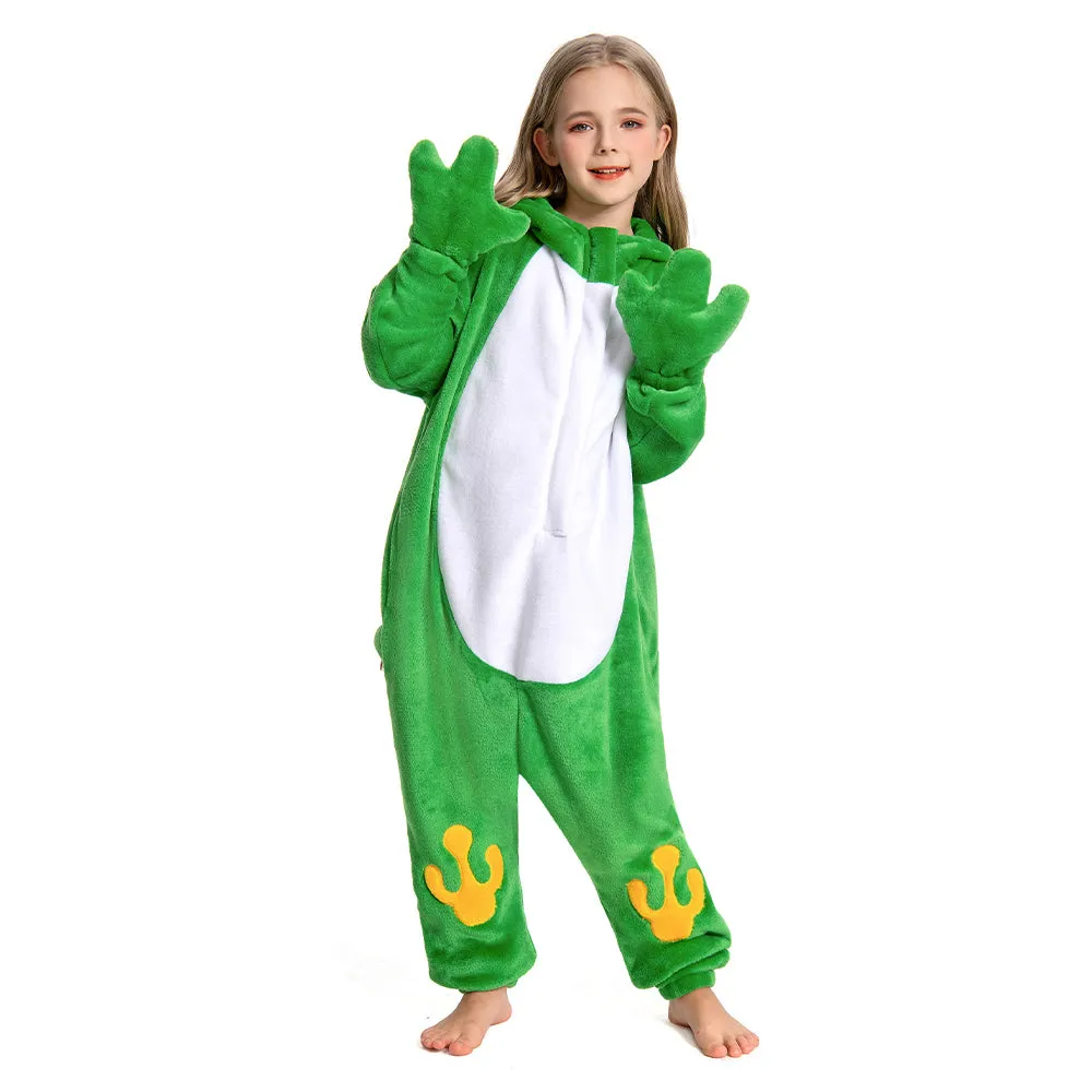 OLAOLA Kids Frog Animal Onesie Plush Soft Flannel Warm Home Pajamas One-Piece Sleepwear