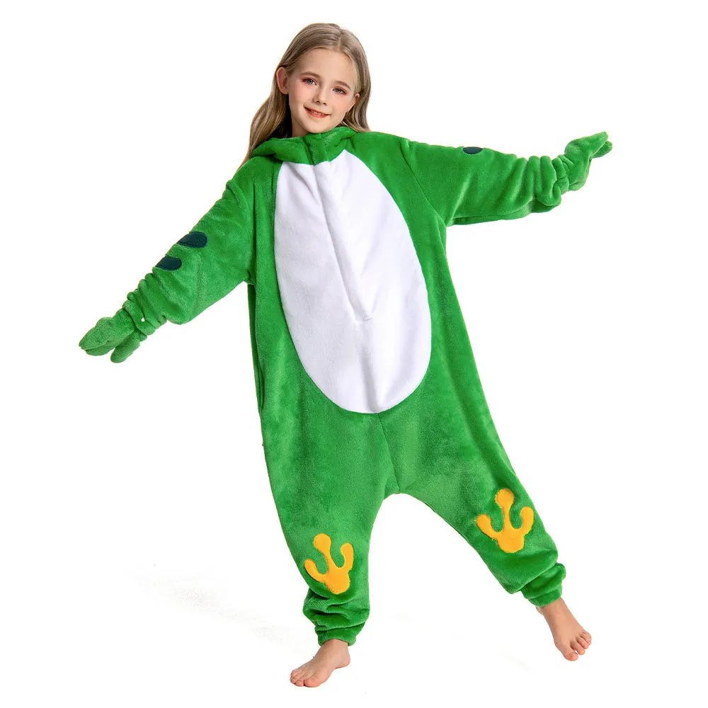 OLAOLA Kids Frog Animal Onesie Plush Soft Flannel Warm Home Pajamas One-Piece Sleepwear