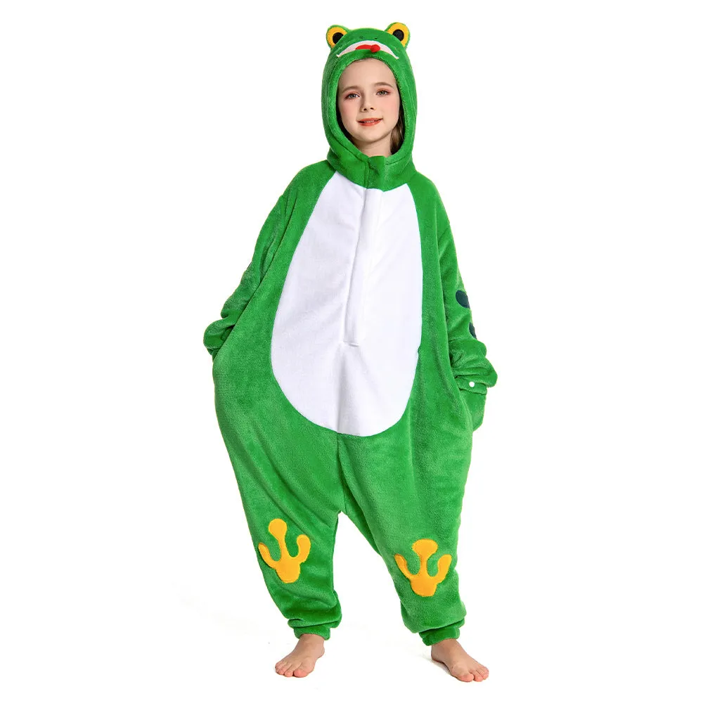 OLAOLA Kids Frog Animal Onesie Plush Soft Flannel Warm Home Pajamas One-Piece Sleepwear
