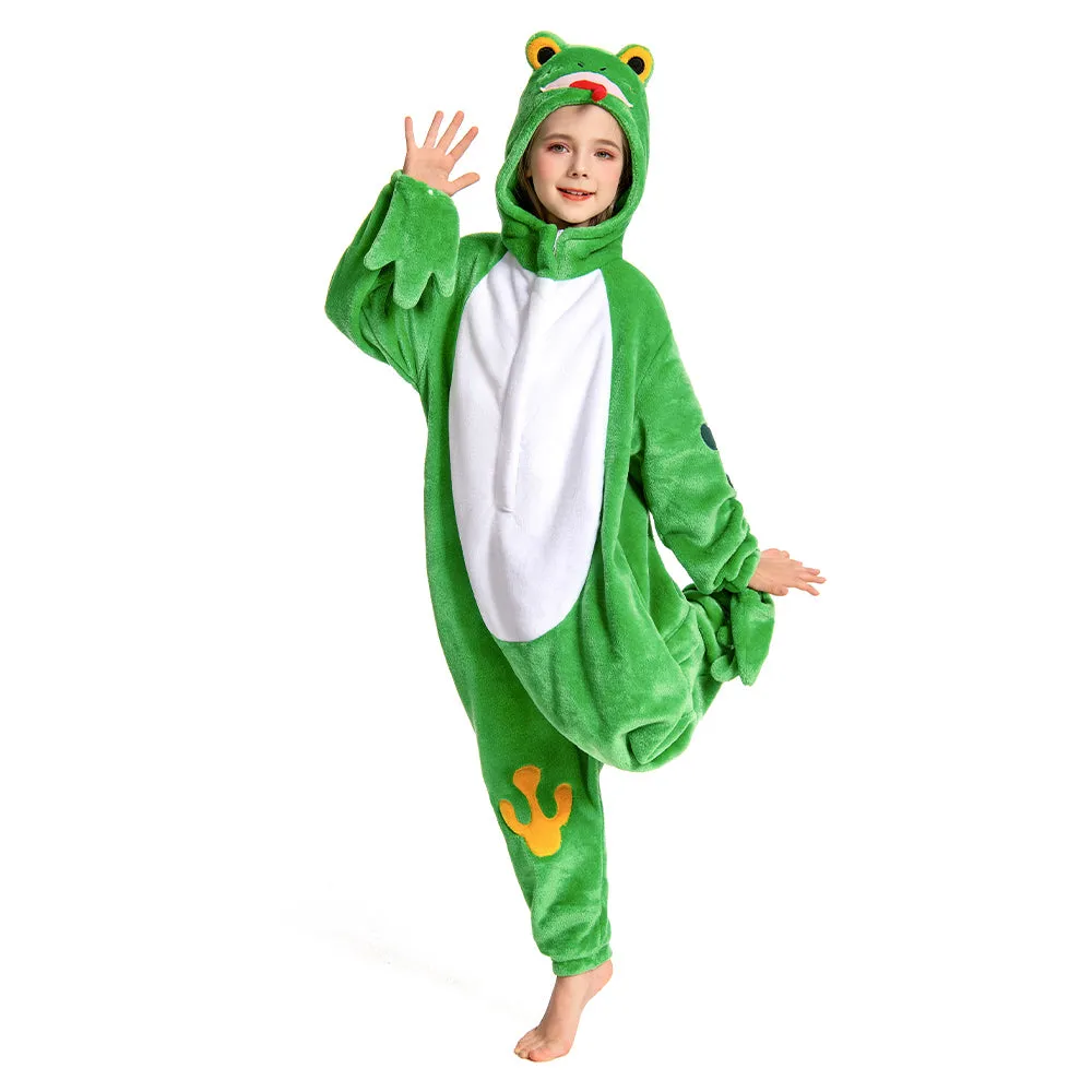 OLAOLA Kids Frog Animal Onesie Plush Soft Flannel Warm Home Pajamas One-Piece Sleepwear