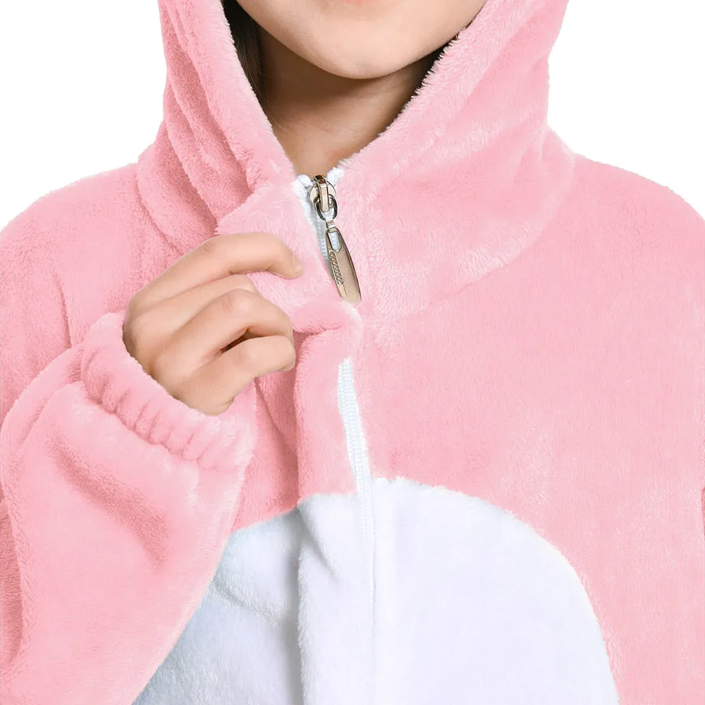 OLAOLA Kids Pink Dinosaur Animal Onesie Plush Soft Flannel Warm Home Pajamas One-Piece Sleepwear