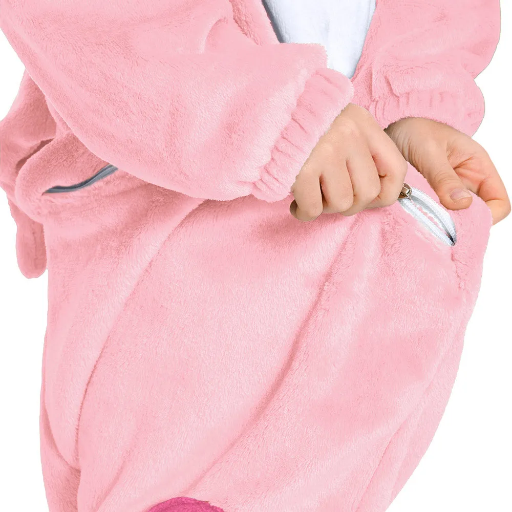 OLAOLA Kids Pink Dinosaur Animal Onesie Plush Soft Flannel Warm Home Pajamas One-Piece Sleepwear