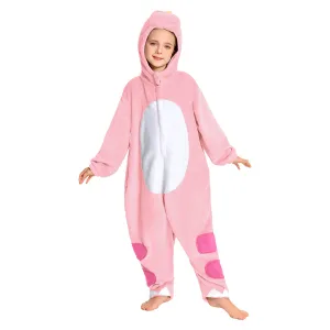 OLAOLA Kids Pink Dinosaur Animal Onesie Plush Soft Flannel Warm Home Pajamas One-Piece Sleepwear