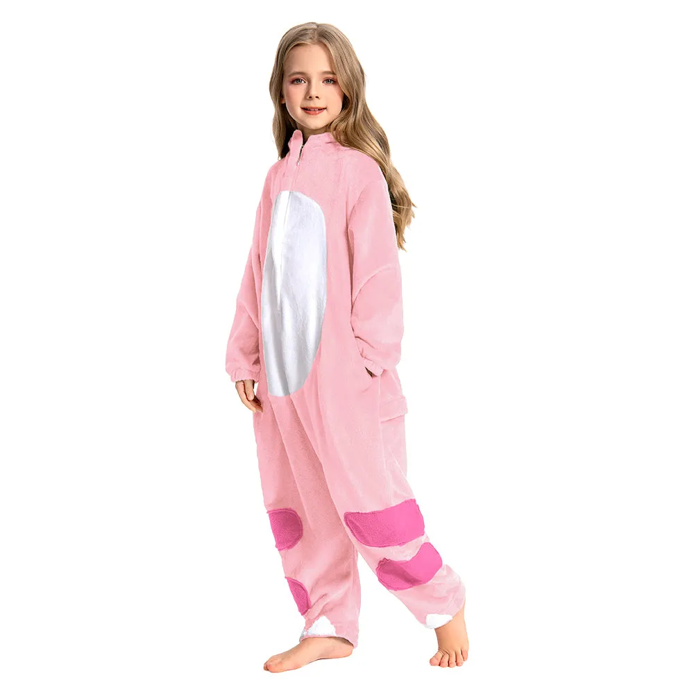 OLAOLA Kids Pink Dinosaur Animal Onesie Plush Soft Flannel Warm Home Pajamas One-Piece Sleepwear
