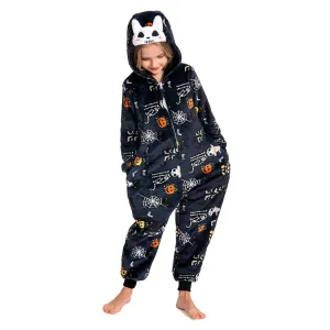 OLAOLA Kids Printed Skull Onesie Halloween Plush Soft Flannel Warm Home Pajamas One-Piece Sleepwear