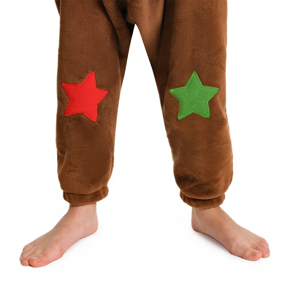 OLAOLA Kids Reindeer Animal Onesie Christmas Plush Soft Flannel Warm Home Pajamas One-Piece Sleepwear