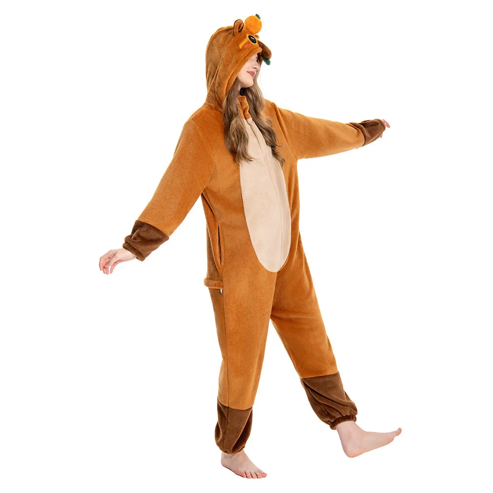 OLAOLA Unisex Adult Plush Capybara Animals Onesie Pajamas Warm Home One-Piece Sleepwear
