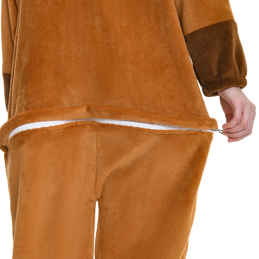 OLAOLA Unisex Adult Plush Capybara Animals Onesie Pajamas Warm Home One-Piece Sleepwear