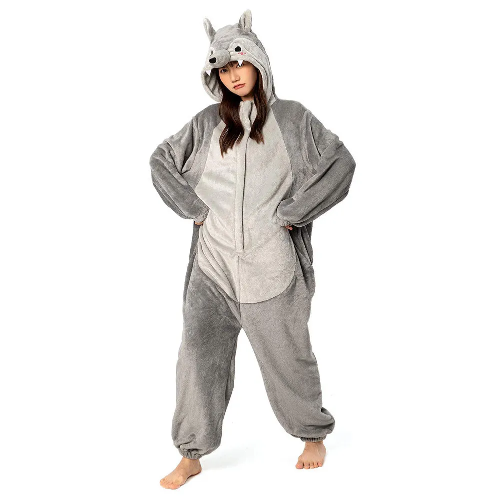 OLAOLA Unisex Adult Plush Wolf Animals Onesie Pajamas Warm Home One-Piece Sleepwear
