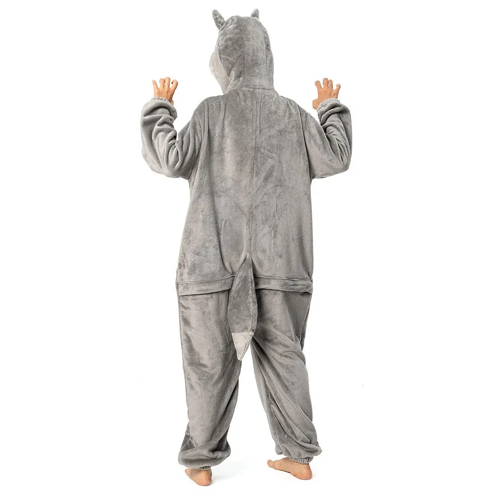 OLAOLA Unisex Adult Plush Wolf Animals Onesie Pajamas Warm Home One-Piece Sleepwear