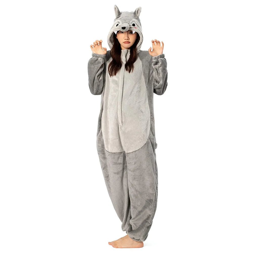 OLAOLA Unisex Adult Plush Wolf Animals Onesie Pajamas Warm Home One-Piece Sleepwear