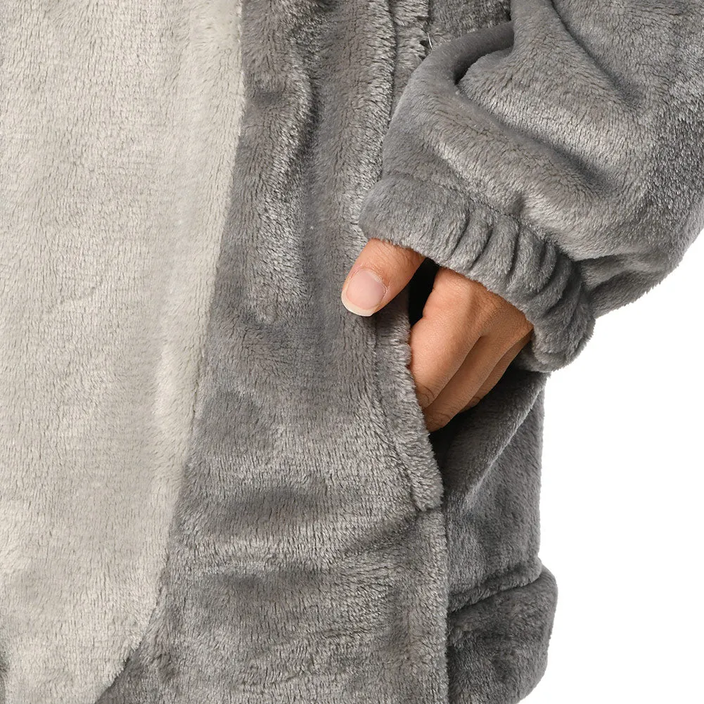 OLAOLA Unisex Adult Plush Wolf Animals Onesie Pajamas Warm Home One-Piece Sleepwear