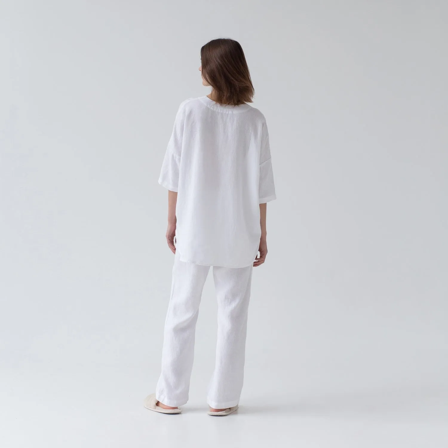 Optical White Linen Loungewear Set