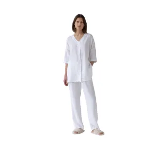 Optical White Linen Loungewear Set