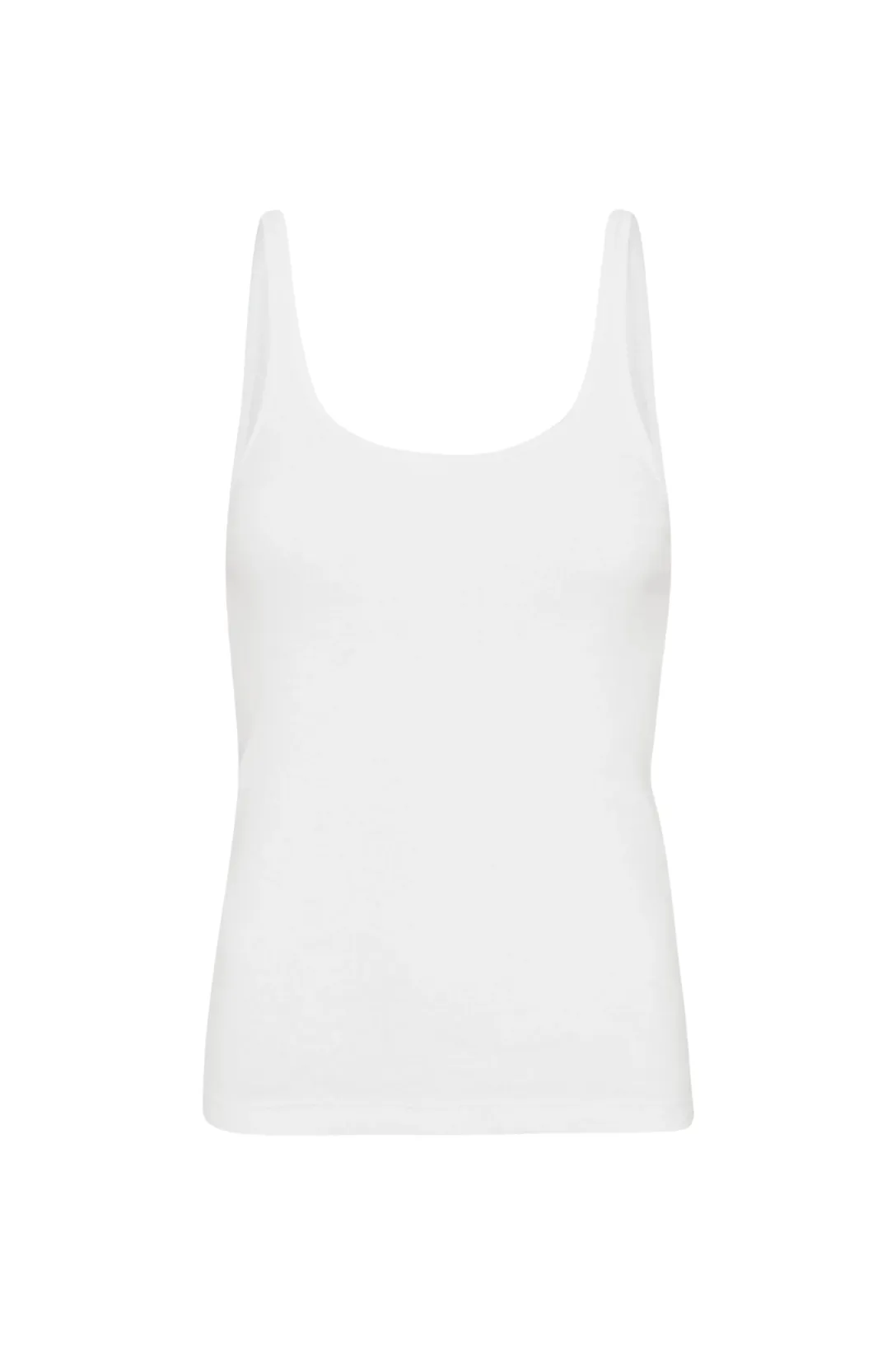 Organic Cotton Slim Scoop Tank | White