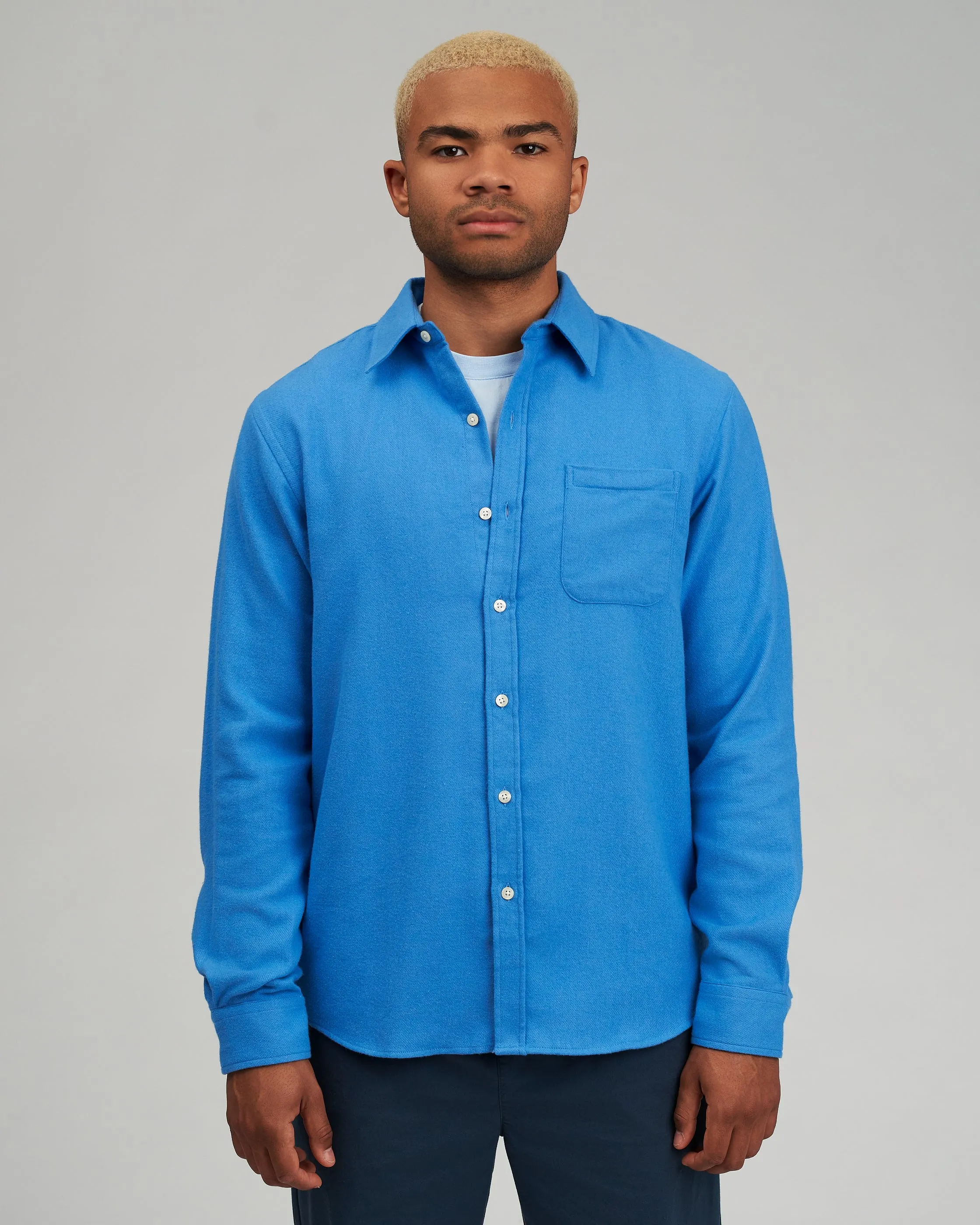 Organic Flannel Shirt - Limestone Grey