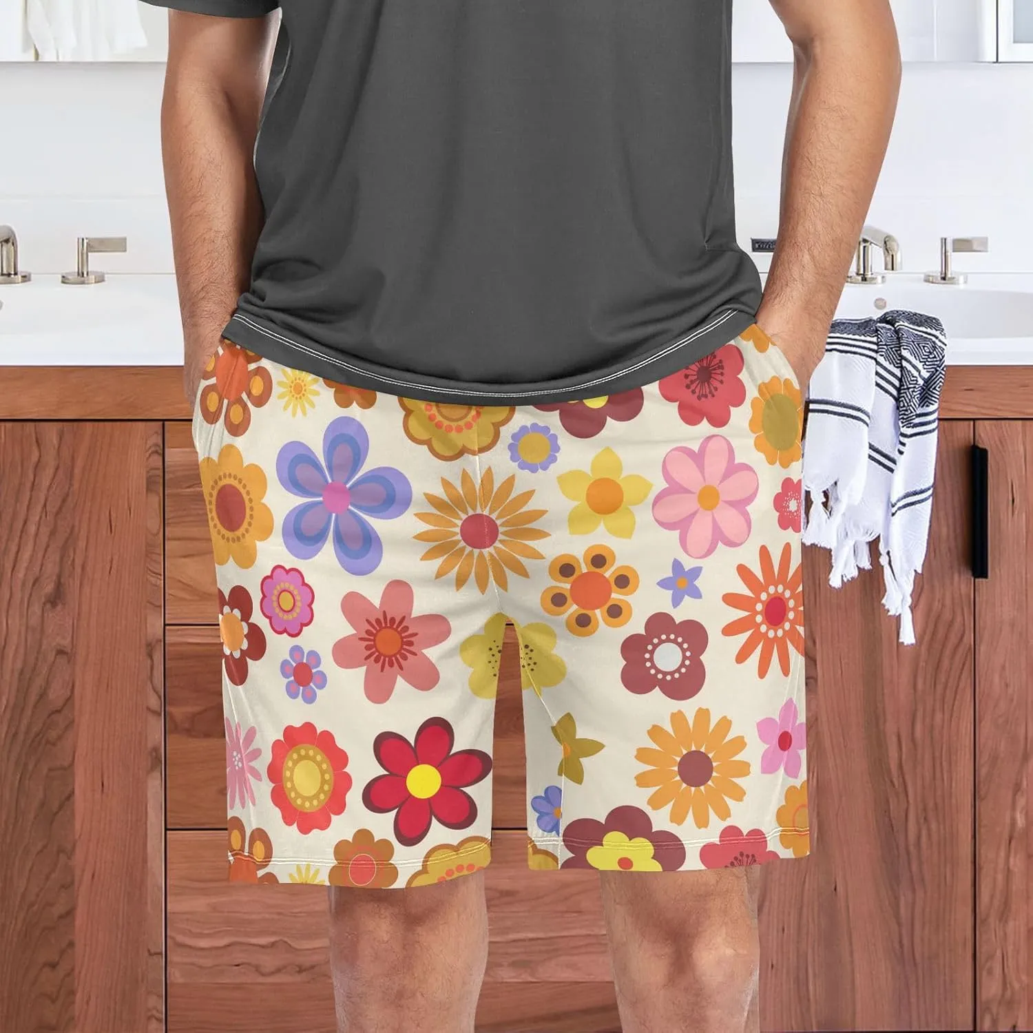 Oyihfvs Men's Pajama Shorts, Soft Lounge Short Pants with Pockets Drawstring (S-2XL)