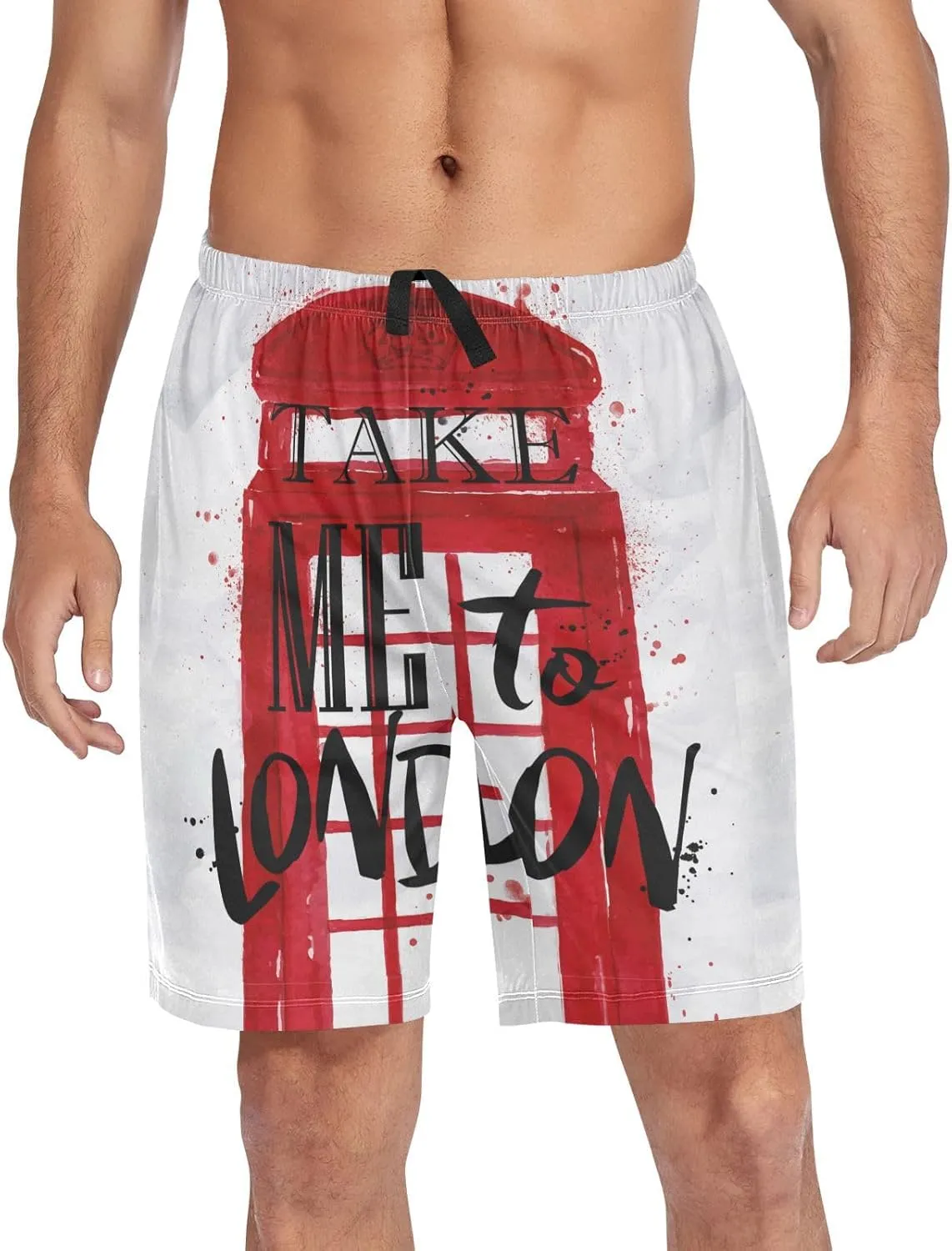 Oyihfvs Men's Pajama Shorts, Soft Lounge Short Pants with Pockets Drawstring (S-2XL)