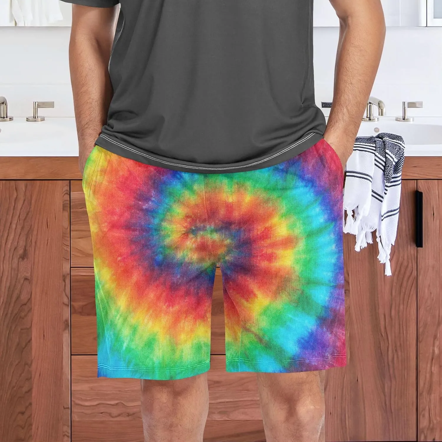 Oyihfvs Men's Pajama Shorts, Soft Lounge Short Pants with Pockets Drawstring (S-2XL)