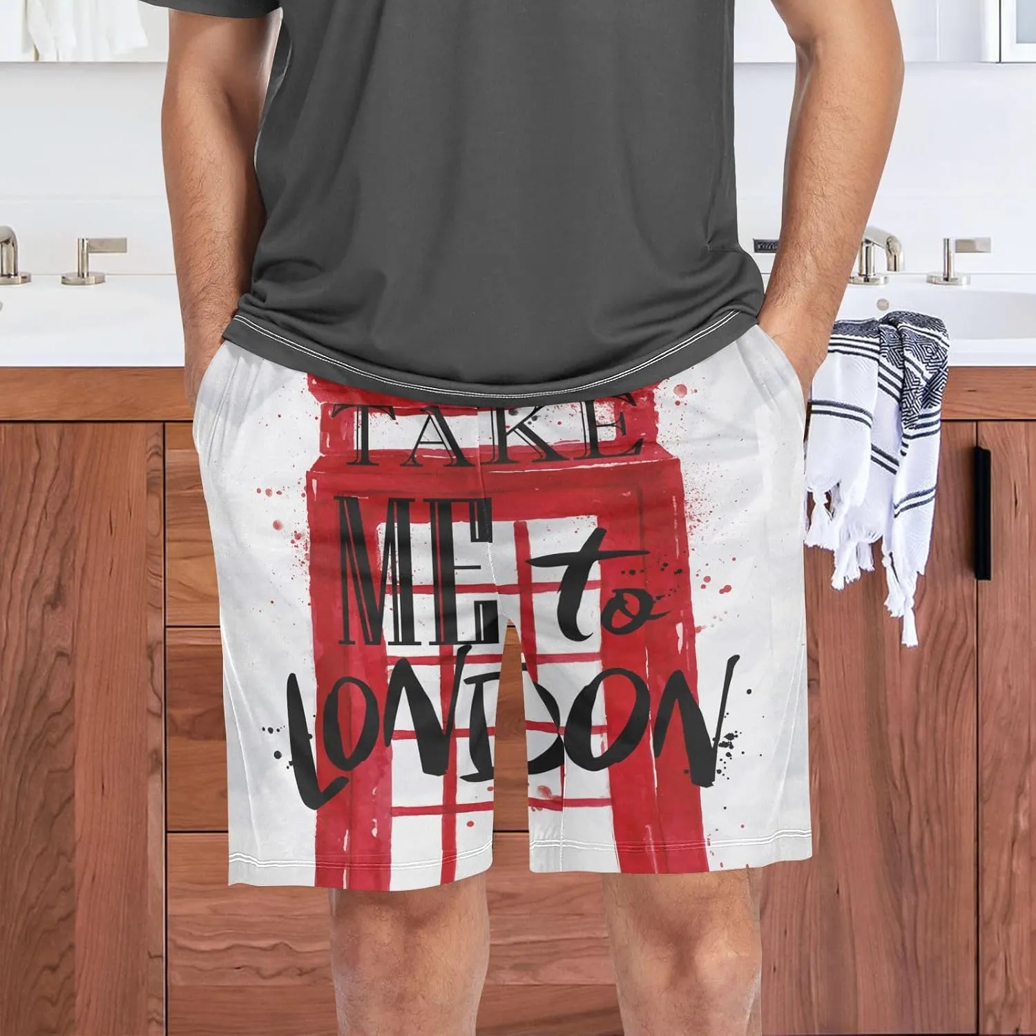 Oyihfvs Men's Pajama Shorts, Soft Lounge Short Pants with Pockets Drawstring (S-2XL)