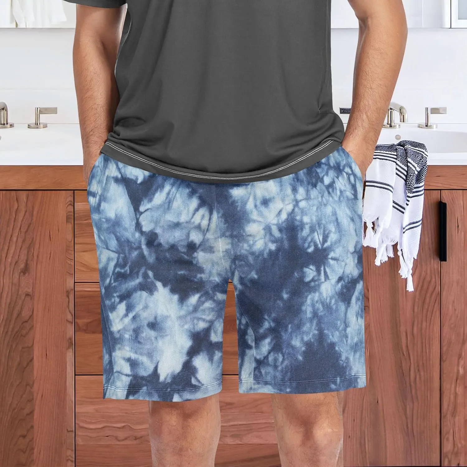Oyihfvs Men's Pajama Shorts, Soft Lounge Short Pants with Pockets Drawstring (S-2XL)
