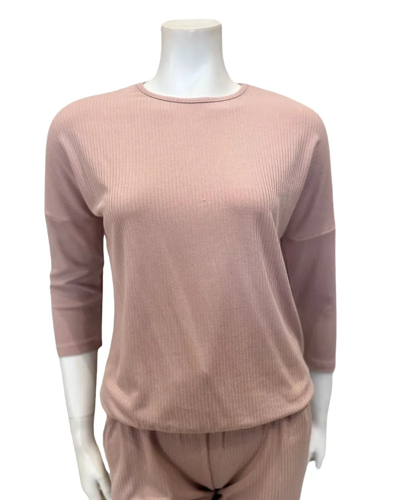 OZ214PJM Powder Rose Ribbed Modal Pajamas Set