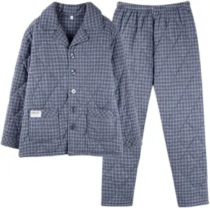 Padded Home Service Pajamas Men's Winter Thickened Plus Velvet Cotton Autumn And Winter Flannel